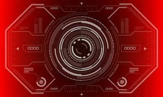 HUD sci-fi circle interface screen view white geometric design virtual reality futuristic technology creative display on red vector