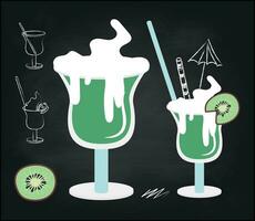 Cocktail on black background for celebration design. vector