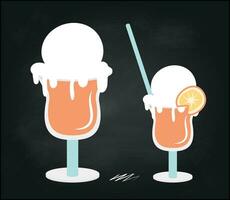 Chalk sketch of cocktails on black background vector