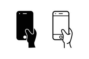 Selfie photo line icons, phone icon vector illustration