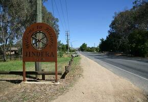 Jindera, New South Wales, Australia - 17 Dec 2023 - Welcome city sign of Jindera, is a small town in the South West Slopes section of the Riverina. photo