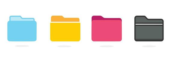 set of icon folder computer file colourful document binder data archive, modern simple 2d yellow blue black flat vector symbol for website phone design logo application ui isolated png access catalog