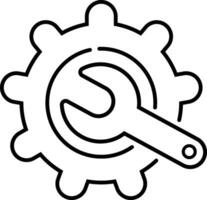 Outline setting icon, Tools, Cog, Gear Sign Isolated on white bac vector