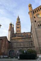 bell tower and tower of the cathedral of Cremona. High quality photo
