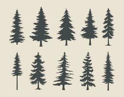 professional pine trees silhouette vector art