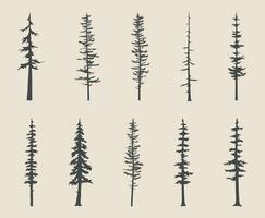 professional pine trees silhouette vector art