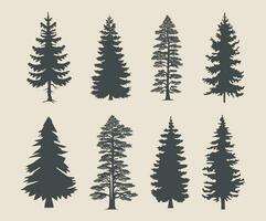 professional pine trees silhouette vector art