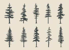 professional pine trees silhouette vector art