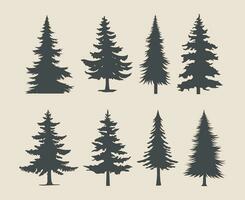 professional pine trees silhouette vector art