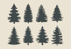 professional pine trees silhouette vector art