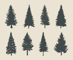 professional pine trees silhouette vector art