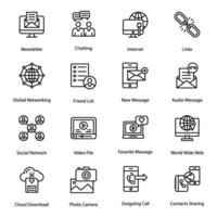 Media Networking Line Icons Set vector