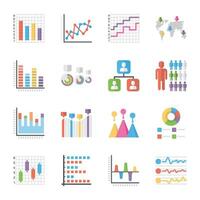 datos grafico y cartas icono conjunto vector