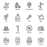 Pack of Holidays and Camping Icons vector