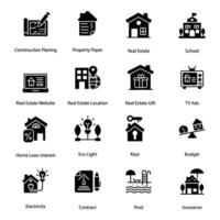 Real Estate and Property Glyph Icons Pack vector