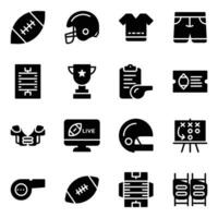 Set Of Rugby Solid Icons vector