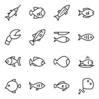 Pack of Aquatic Seafood Icon Vectors