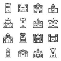 paquete de medieval castillos íconos vector