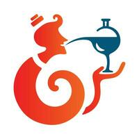 Genie Logo Design Vector Template Drinking Juice