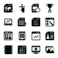 Pack of Web Development Solid Icons vector