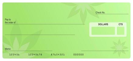 Vector of Blank Bank or Personal Check. Payment, Money, Cash, Currency, Cheque, Banknote