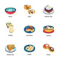 Set of Classic Meal Servings Flat Icons vector