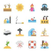 Climate Change Flat Icons Set vector