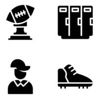Set Of Rugby Sports Solid Icons vector
