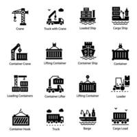 Logistics and Cargo Glyph Vector Icons