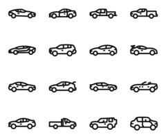 paquete de tipos de autos íconos vector