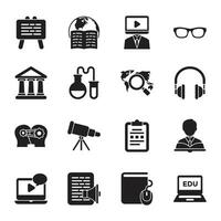 Pack of Online Learning Solid Icons vector