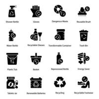 paquete de eco reciclaje icono vectores