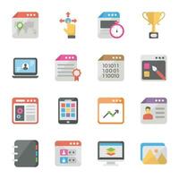 paquete de iconos planos de desarrollo web vector