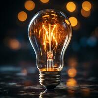 AI generated A light bulb with a filament on it photo