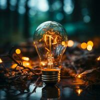 AI generated A light bulb with a filament on it photo