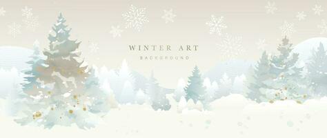 Winter background vector. Hand painted watercolor drawing for Christmas and Happy New Year season. Background design for invitation, cards, social post, ad, cover, sale banner and invitation. vector