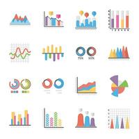 Business Data Graph and Charts Flat Icons vector