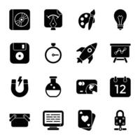 Pack of Web Tools Solid Icons vector