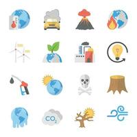 Global Warming Flat Icons Set vector