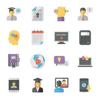 Pack of Online Study Flat Icons vector