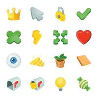 Pack of Game Elements Icon Vectors