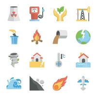 Pack of Environmental Pollution Flat Icons vector