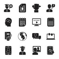 Pack of Online Study Solid Icons vector