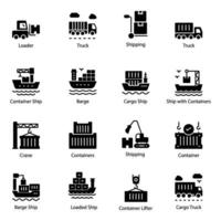 Pack of Cargo Glyph Vector Icons