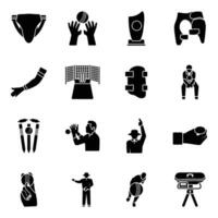 Sports and Cricket Vector Icons Set