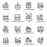 Cargo Container Line Vector Icons