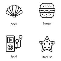 Pack of Food and Fun Icons vector