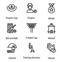 Pack of Cricket Game Icon Vectors