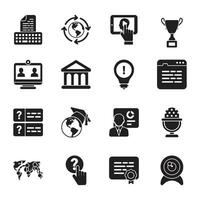 Pack of Online Education Solid Icons vector