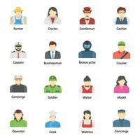 Professional People Flat Vector Icons Set